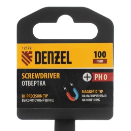 Denzel Отвертка PH0х100 мм, CrV, трехкомпонентная рукоятка 12172