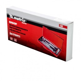 Matrix Набор торцевых головок с трещоткой 1/2", 24 предмета 13582