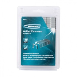 Gross Скобы, 12 мм, для мебельного степлера, усиленные, тип 140,1250 шт 41742