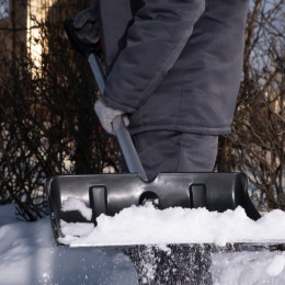 Сибртех Лопата для уборки снега пластиковая, 470х350х1340 мм, алюминиевый черенок, Россия, 61662