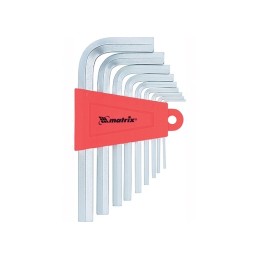 Matrix Набор ключей имбусовых HEX, 1.5-10 мм, CrV, 9 шт, коротких, с сатиновым покрытием 12303