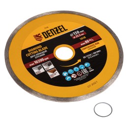 Denzel Диск алмазный, отрезной сплошной, 150 х 22.2 мм, мокрая резка 73126