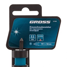 Gross Отвертка PH1 x 100 мм, S2, трехкомпонентная ручка 12140