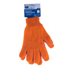 Сибртех Перчатки трикотажные, акрил, двойные, оранжевый, двойная манжета Россия 68689