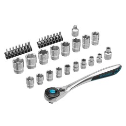 Gross Набор торцевых головок, трещотка 120 зубьев, 1/2",3/8”, CrV, 36 предметов 14145