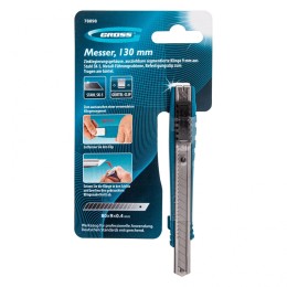 Gross Нож, 130 мм, металлический корпус, выдвижное сегментное лезвие 9 мм (SK-5), металлическая направляющая, клипса для ремня 78898