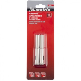 Matrix Сверло алмазное по керамограниту, 10 х 67 мм, трехгранный хвостовик, 2 шт 726103