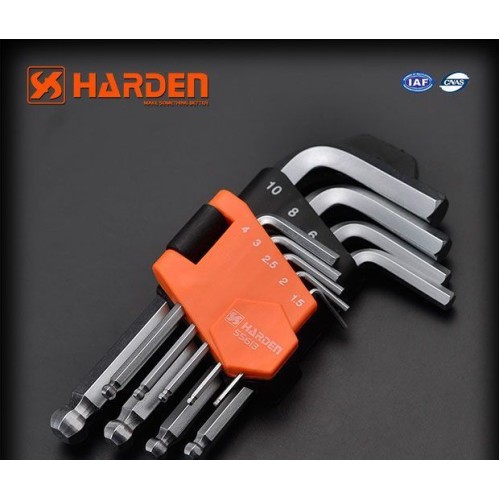 Набор коротких шестигранных ключей с плавающей головкой типа Г HARDEN 9шт. 540603