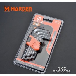 HARDEN Набор коротких шестигранных ключей с плавающей головкой типа Г 9шт. 540603