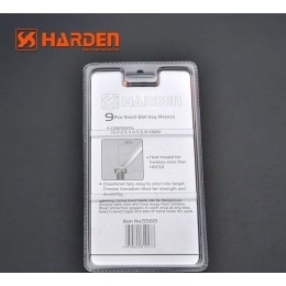 HARDEN Набор коротких шестигранных ключей с плавающей головкой типа Г 9шт. 540603