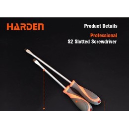 HARDEN Профессиональная шлицевая отвертка из стали S2 8х150мм 550408