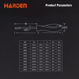 HARDEN Профессиональная шлицевая отвертка из стали S2 8х150мм 550408