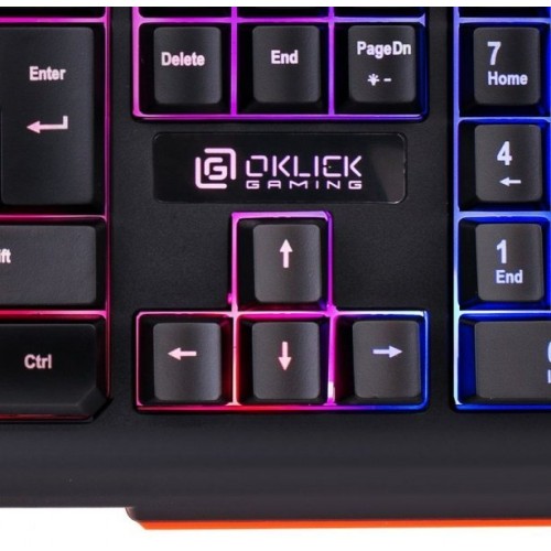 Клавиатура OKLICK 717G BLACK DEATH черный/серый USB Multimedia Gamer LED 476395