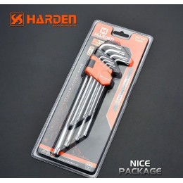 HARDEN Набор длинных шестигранных ключей звездочка типа Г 9шт. 540607