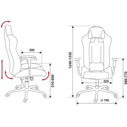 Бюрократ Кресло игровое 771/BLACK+BL две подушки черный крестовина металл 375545