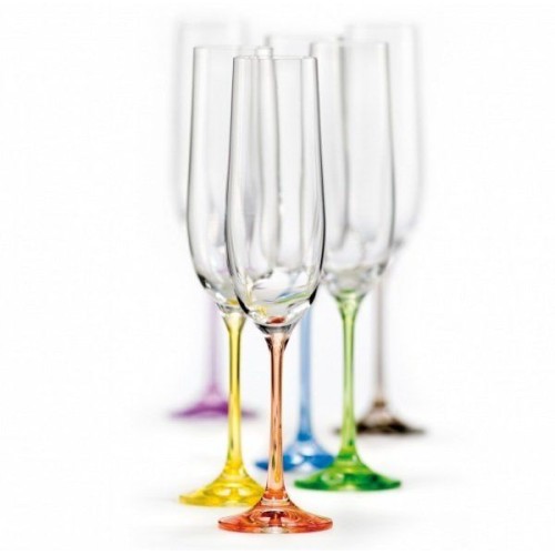 Набор бокалов для шампанского BOHEMIA Viola Rainbow 190 мл. (6шт.)40729 190S D4641