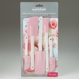 WEBBER Набор лопаток для декорирования мастики, теста и марципана BE 0362 белый с темно-розовым