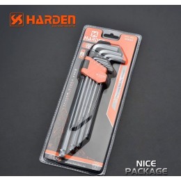HARDEN Набор длинных шестигранных ключей с плавающей головкой типа Г 9шт. 540609