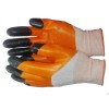 Перчатки нейлон оранжевый с черными пальцами 01-032