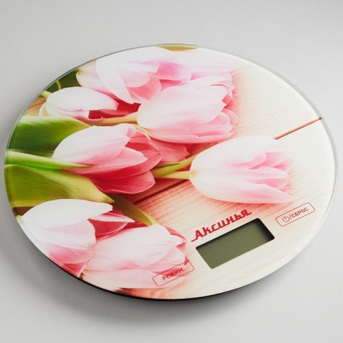 Весы кухонные Розовые тюльпаны Аксинья КС 6503