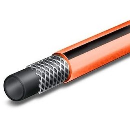 ГИДРОАГРЕГАТ Шланг поливочный 3/4 дюйма, 20 м, армированный, 3-х слойный оранжевый с полосой (набор коннекторов)