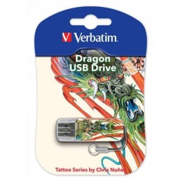 VERBATIM Флеш Диск 16Gb Mini Tattoo Dragon USB 2.0 49888