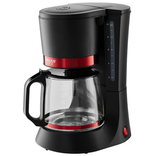 Кофеварка DELTA LUX DL 8152 черная с красным