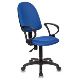 БЮРОКРАТ Кресло CH-1300, на колесиках, подлокотники, регулировка под вес, газлифт,120кг, ткань, темно-синий CH-130