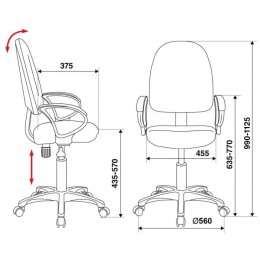 БЮРОКРАТ Кресло CH-1300, на колесиках, подлокотники, регулировка под вес, газлифт,120кг, ткань, темно-синий CH-130