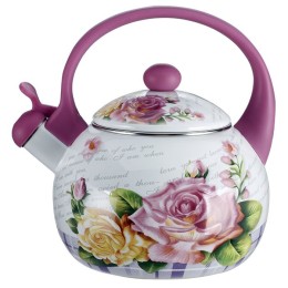 METALLONI Эмалированный чайник 2,5 л. Чайная роза EM 25101/35