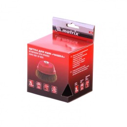 Matrix Щетка для УШМ, 100 мм, М14, чашка, латунированная витая проволока 74605