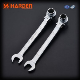 HARDEN Ключ профессиональный комбинированный с головкой и трещеткой 19х22-22мм 540326