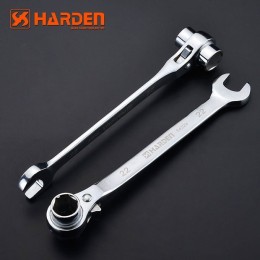 HARDEN Ключ профессиональный комбинированный с головкой и трещеткой 19х22-22мм 540326