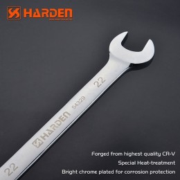 HARDEN Ключ профессиональный комбинированный с головкой и трещеткой 19х22-22мм 540326