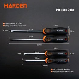 HARDEN Набор профессиональных отверток 10пр. 550395