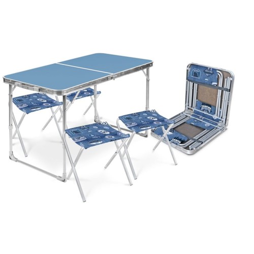 Комплект мебели складной, стол + 4 стула НИКА ССТ-К2/4 голубой
