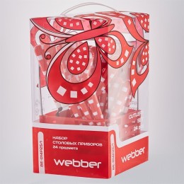 WEBBER Столовый набор 24пр. Геометрия BE 014P25/1 красный