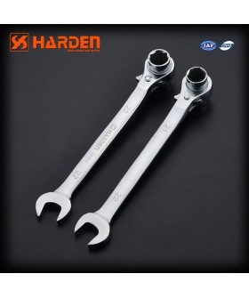 HARDEN Ключ профессиональный комбинированный с головкой и трещеткой 21х22-22мм 540329