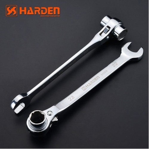 Ключ профессиональный комбинированный с головкой и трещеткой HARDEN 21х22-22мм 540329