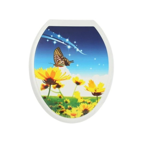 Сиденье для унитаза Бабочка на цветке РОССПЛАСТ РП 813 БЦ белый