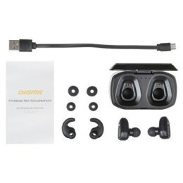 DIGMA Гарнитура вкладыши TWS 01 черный беспроводные bluetooth