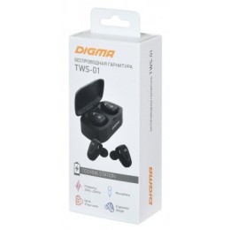 DIGMA Гарнитура вкладыши TWS 01 черный беспроводные bluetooth