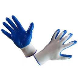 Перчатки нейлоновые с нитриловым покрытием (синие) 01-034
