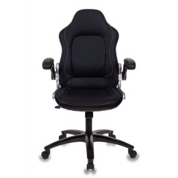 БЮРОКРАТ Кресло игровое Viking-1, на колесиках; подлокотники; газлифт, 120кг, искусственная кожа, черный глянец 1064011