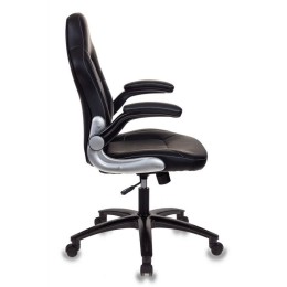 БЮРОКРАТ Кресло игровое Viking-1, на колесиках; подлокотники; газлифт, 120кг, искусственная кожа, черный глянец 1064011