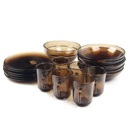 BASILICO Набор столовый 19пр. Дымчатое стекло 62074