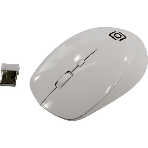 Мышь Oklick 565MW glossy, оптическая, беспроводная, USB белый 1103666
