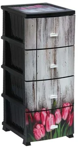 РОССПЛАСТ Комод 4 секции Тюльпан РП 421 черный