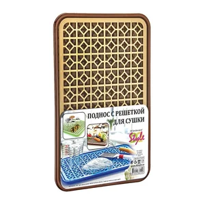 DD STYLE Поднос с решеткой для сушки 43*31 см 10230 коричнево-бежевый