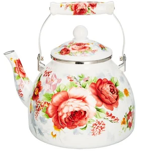 METALLONI Эмалированный чайник 5,0 л. Цветочный букет EM 50X1/48